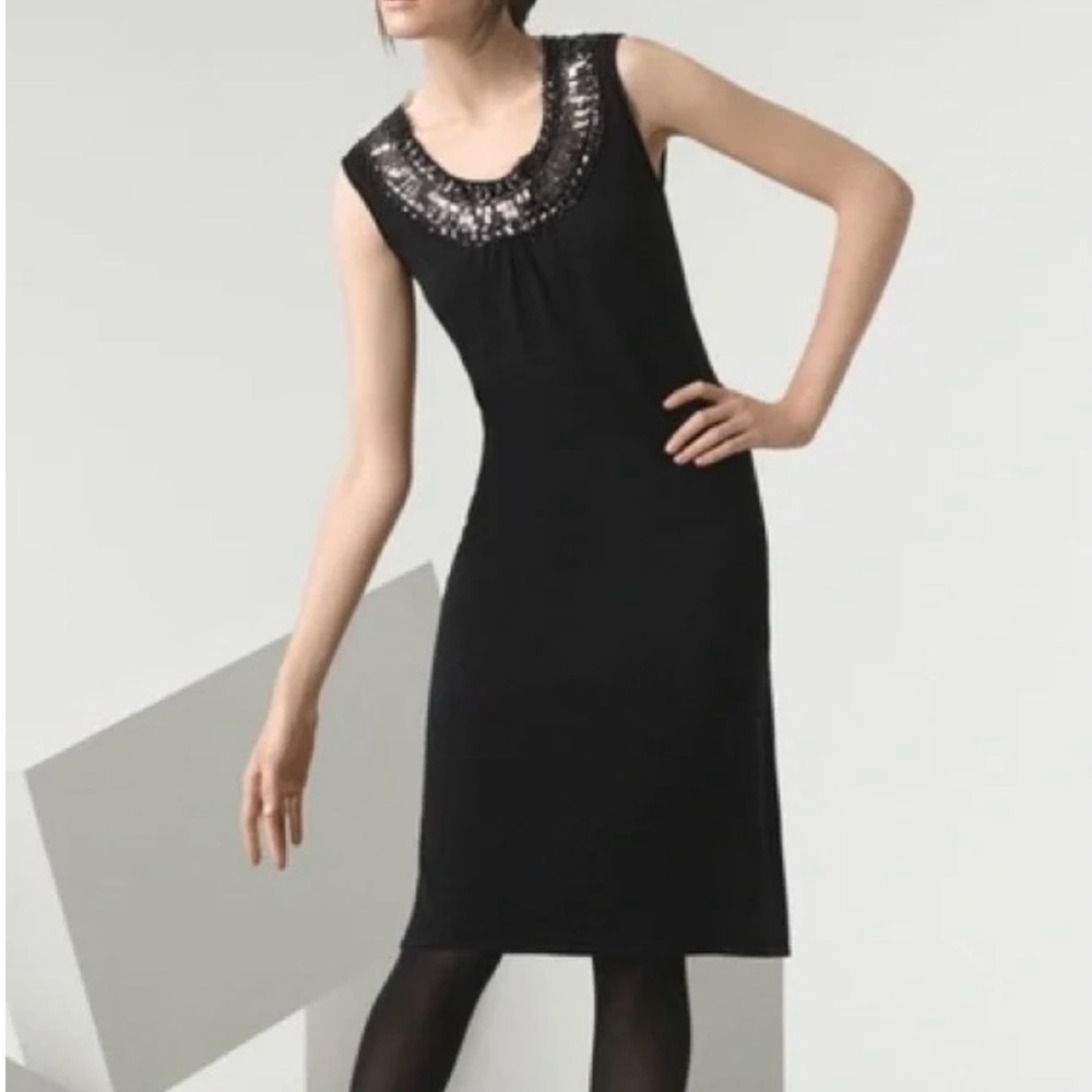 Tory Burch Embellished Wool Silk Shift Dress Size Small EUC